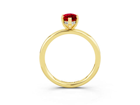 Yellow gold Marquise Cut Ruby Solitaire Ring with Thin Band and Four-Prong Setting_15