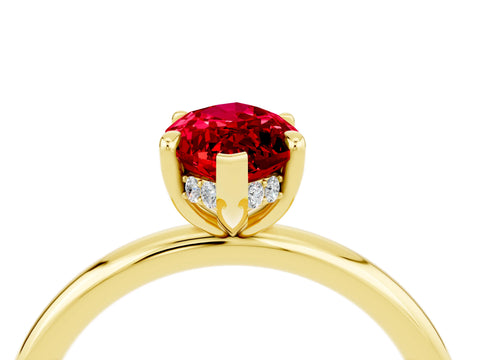 Yellow gold Marquise Cut Ruby Solitaire Ring with Thin Band and Four-Prong Setting_16
