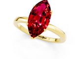 Yellow gold Marquise Cut Ruby Solitaire Ring with Thin Band and Prong Setting_13