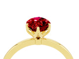 Yellow gold Marquise Cut Ruby Solitaire Ring with Thin Band and Prong Setting_16