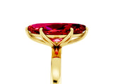 Yellow gold Marquise Cut Ruby Solitaire Ring with Thin Band and Prong Setting_17