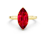 Yellow gold Marquise Cut Ruby Solitaire Ring with Thin Band and Prong Setting_24