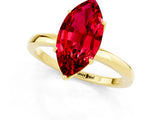 Yellow gold Marquise Cut Ruby Solitaire Ring with Thin Band and Prong Setting_25