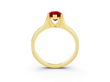 Yellow gold Marquise Cut Ruby Solitaire Ring with Wide Band and Prong Setting_3
