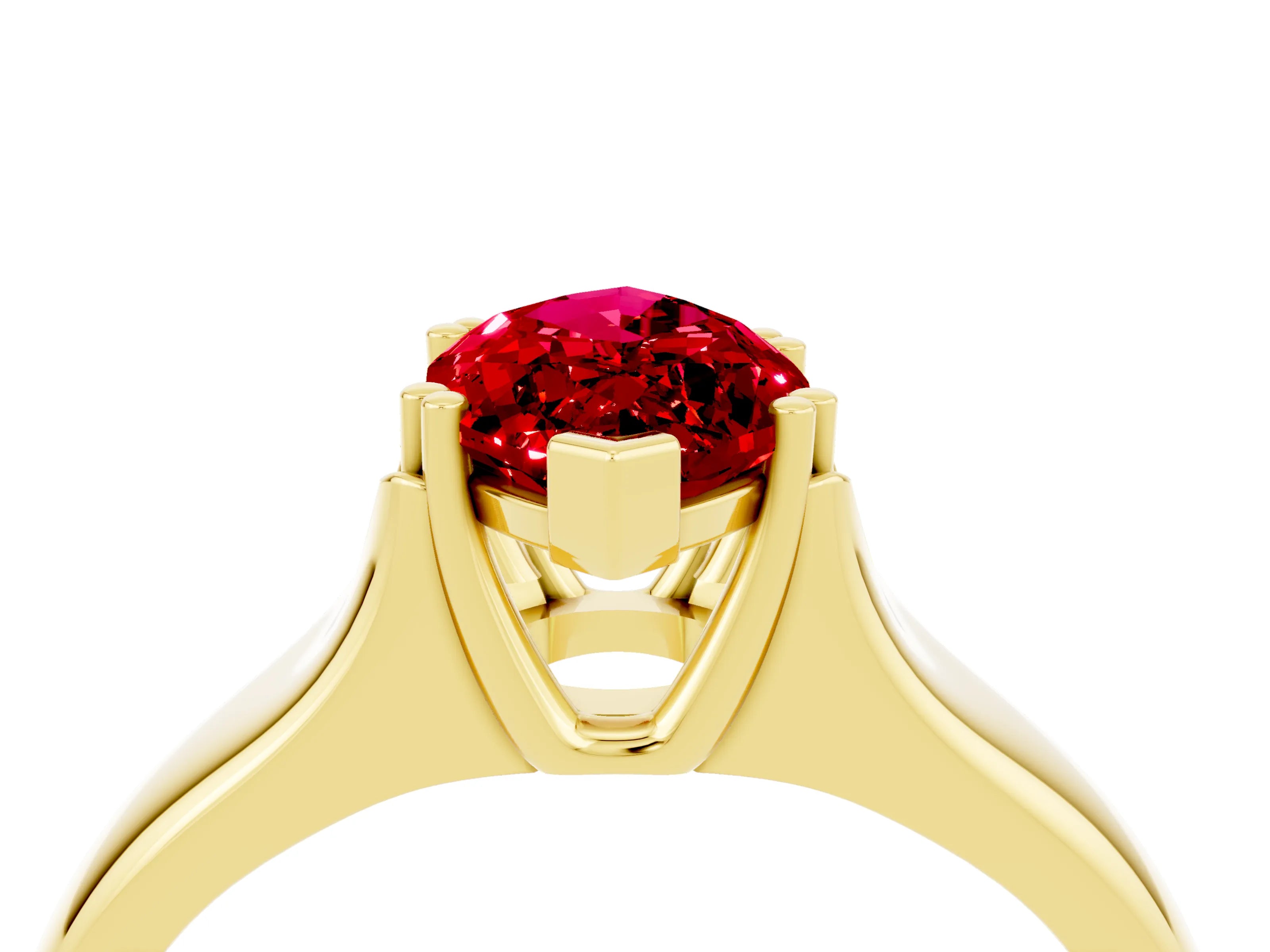 Yellow gold Marquise Cut Ruby Solitaire Ring with Wide Band and Prong Setting_4
