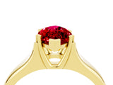 Yellow gold Marquise Cut Ruby Solitaire Ring with Wide Band and Prong Setting_4