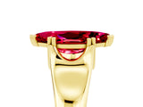 Yellow gold Marquise Cut Ruby Solitaire Ring with Wide Band and Prong Setting_5