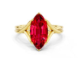 Yellow gold Marquise Cut Ruby Solitaire Twist Band Prong Setting Ring_48