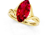 Yellow gold Marquise Cut Ruby Solitaire Twist Band Prong Setting Ring_49
