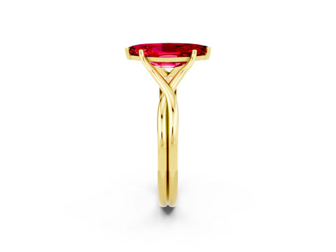 Yellow gold Marquise Cut Ruby Solitaire Twist Band Prong Setting Ring_50