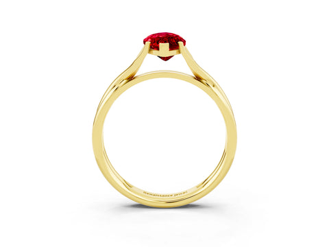 Yellow gold Marquise Cut Ruby Solitaire Twist Band Prong Setting Ring_51