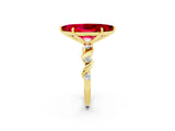 Yellow gold Marquise Cut Ruby Solitaire Twisted Band with Round  Accents and Prong Setting_14