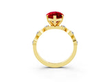 Yellow gold Marquise Cut Ruby Solitaire Twisted Band with Round  Accents and Prong Setting_15
