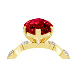 Yellow gold Marquise Cut Ruby Solitaire Twisted Band with Round  Accents and Prong Setting_16