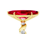 Yellow gold Marquise Cut Ruby Solitaire Twisted Band with Round  Accents and Prong Setting_17