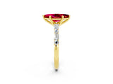 Yellow gold Marquise Cut Ruby Solitaire with Side Baguettes and Channel Set Band_2
