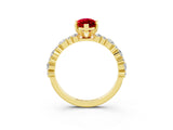 Yellow gold Marquise Cut Ruby Solitaire with Side Stones, Pave Band, Four-Prong Setting_39