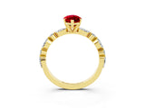 Yellow gold Marquise Cut Ruby Solitaire with Side Stones on a Pavé Band and Four-Prong Setting_3