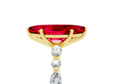 Yellow gold Marquise Cut Ruby Solitaire with Side Stones on a Pavé Band and Four-Prong Setting_5