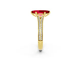 Yellow gold Marquise Cut Ruby Split Shank Engagement Ring with Pavé Band_2