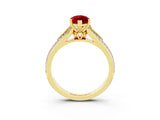Yellow gold Marquise Cut Ruby Split Shank Engagement Ring with Pavé Band_3