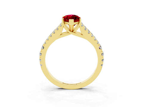 Yellow gold Marquise Cut Ruby Split Shank Pavé Engagement Ring with Four-Prong Setting_15