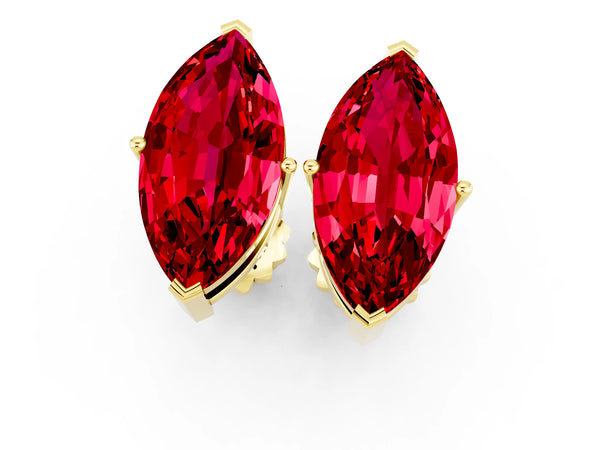 Yellow gold Marquise Cut Ruby Stud Earrings