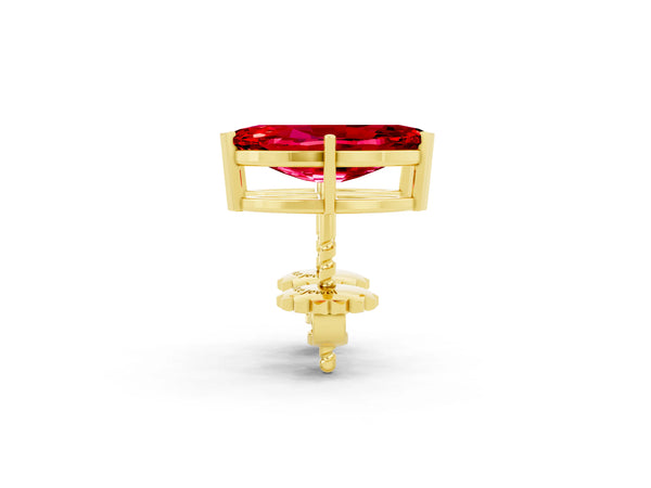 Yellow gold Marquise Cut Ruby Stud Earrings