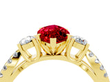 Yellow gold Marquise Cut Ruby Three-Stone Ring with Pavé Split Shank and Four-Prong Setting_16