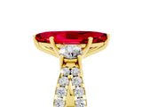 Yellow gold Marquise Cut Ruby Three-Stone Ring with Pavé Split Shank and Four-Prong Setting_17