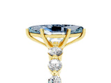 Yellow gold Marquise Cut Solitaire Aquamarine Ring with Pave Band and Four-Prong Setting_5