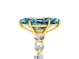 Yellow gold Marquise Cut Solitaire Blue Topaz Ring with Pave Band and Four-Prong Setting_5
