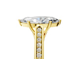 Yellow gold Marquise Cut Solitaire Cathedral Diamond Engagement Ring with Channel-Set Band and Four-Prong Setting_12