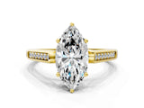 Yellow gold Marquise Cut Solitaire Cathedral Diamond Engagement Ring with Channel-Set Band and Four-Prong Setting_7