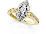 Yellow gold Marquise Cut Solitaire Cathedral Diamond Engagement Ring with Channel-Set Band and Four-Prong Setting_8