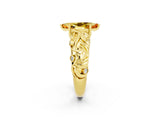 Yellow gold Marquise Cut Solitaire Citrine Leaf-Inspired Vine Band Ring with Prong Setting_2