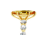 Yellow gold Marquise Cut Solitaire Citrine Ring with Pave Band and Four-Prong Setting_5