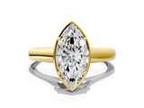 Yellow gold Marquise Cut Solitaire Diamond Engagement Ring with Four-Prong Setting and Tapered Band_7