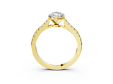 Yellow gold Marquise Cut Solitaire Diamond Engagement Ring with Pave Band and Four-Prong Setting_151