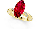 Yellow gold Marquise Cut Solitaire Diamond Engagement Ring with Twisted Pave Band and Four-Prong Setting_1