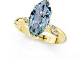 Yellow gold Marquise Cut Solitaire Diamond Engagement Ring with Twisted Pave Band and Four-Prong Setting_1