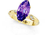 Yellow gold Marquise Cut Solitaire Diamond Engagement Ring with Twisted Pave Band and Four-Prong Setting_1