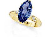 Yellow gold Marquise Cut Solitaire Diamond Engagement Ring with Twisted Pave Band and Four-Prong Setting_1