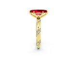 Yellow gold Marquise Cut Solitaire Diamond Engagement Ring with Twisted Pave Band and Four-Prong Setting_2