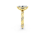Yellow gold Marquise Cut Solitaire Diamond Engagement Ring with Twisted Pave Band and Four-Prong Setting_2