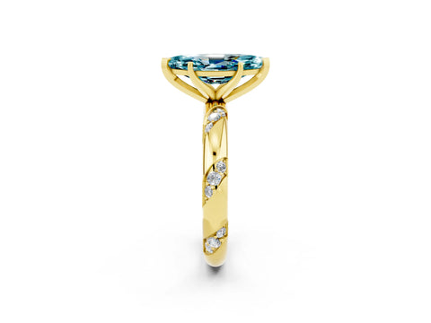 Yellow gold Marquise Cut Solitaire Diamond Engagement Ring with Twisted Pave Band and Four-Prong Setting_2