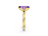 Yellow gold Marquise Cut Solitaire Diamond Engagement Ring with Twisted Pave Band and Four-Prong Setting_2