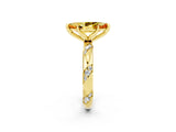 Yellow gold Marquise Cut Solitaire Diamond Engagement Ring with Twisted Pave Band and Four-Prong Setting_2