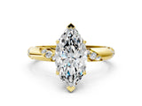 Yellow gold Marquise Cut Solitaire Diamond Engagement Ring with Twisted Pave Band and Four-Prong Setting_3