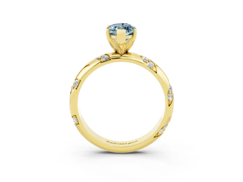 Yellow gold Marquise Cut Solitaire Diamond Engagement Ring with Twisted Pave Band and Four-Prong Setting_3